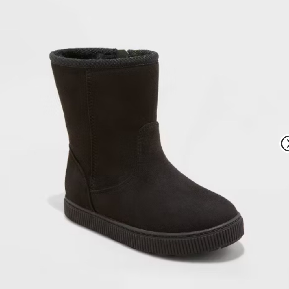 New! Toddler Pip Zipper Shearling Style Boots - Cat & Jack™ Black size 5